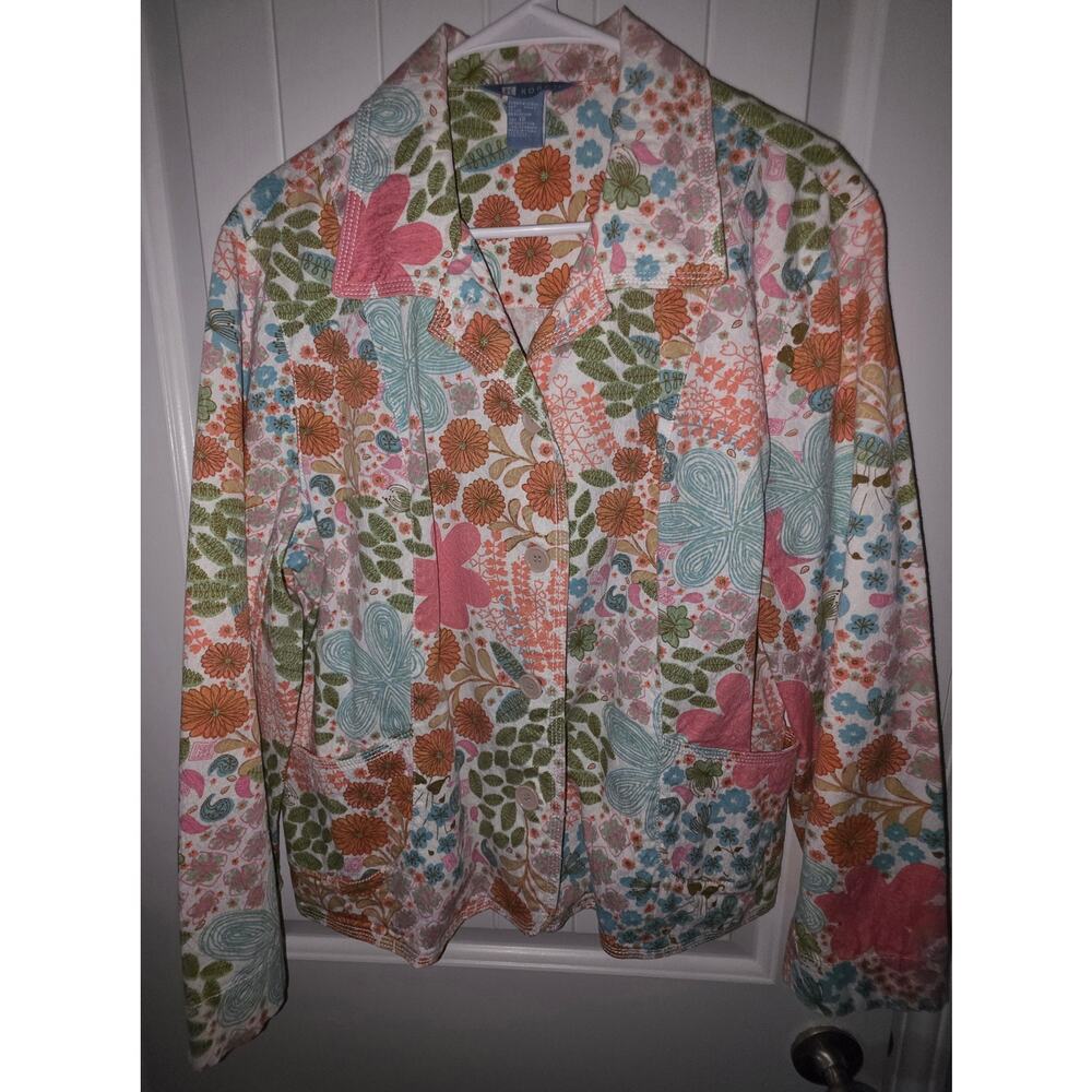 Koret floral cotton button-up jacket NWOT Size Large ❤️